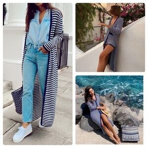Zara Long Crochet Knit Cardigan Sweater